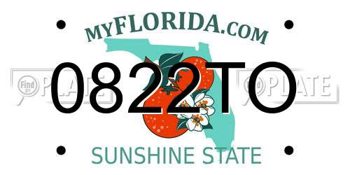 0822TO Florida License Plate