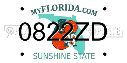 0822ZD Florida License Plate