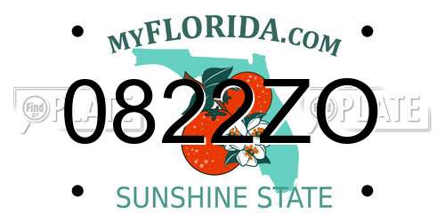 0822ZO Florida License Plate