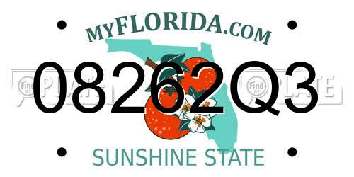 08262Q3 Florida License Plate