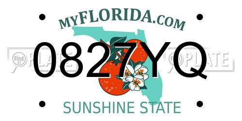 0827YQ Florida License Plate