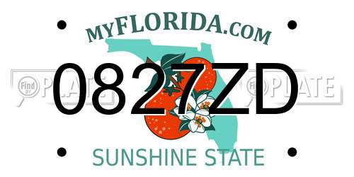 0827ZD Florida License Plate