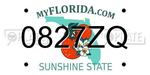 0827ZQ Florida License Plate