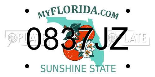 0837JZ Florida License Plate