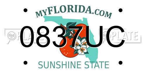 0837UC Florida License Plate