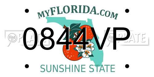 0844VP Florida License Plate