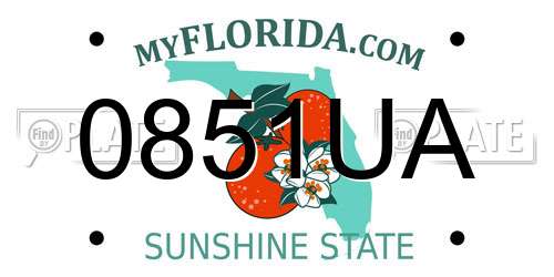 0851UA Florida License Plate