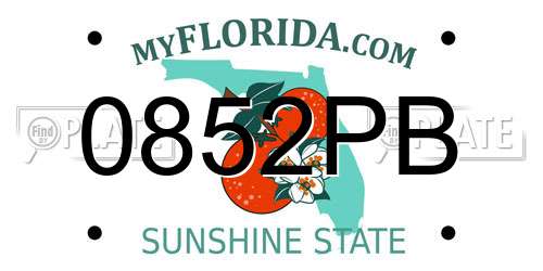 0852PB Florida License Plate