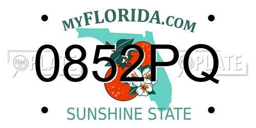0852PQ Florida License Plate