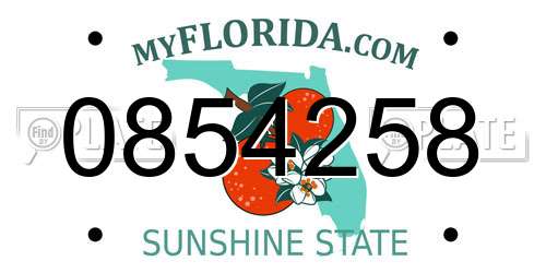 0854258 Florida License Plate