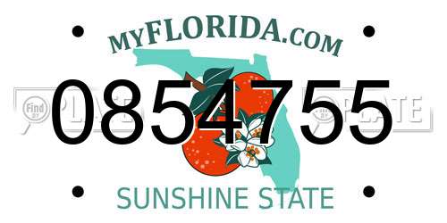 0854755 Florida License Plate