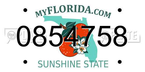 0854758 Florida License Plate