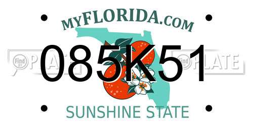 085K51 Florida License Plate