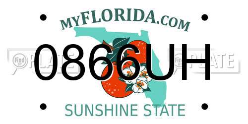 0866UH Florida License Plate