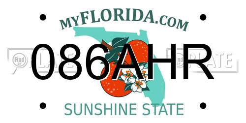 086AHR Florida License Plate