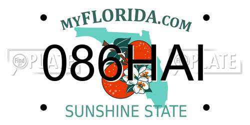 086HAI Florida License Plate