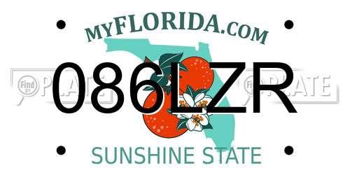 086LZR Florida License Plate