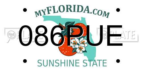 086PUE Florida License Plate