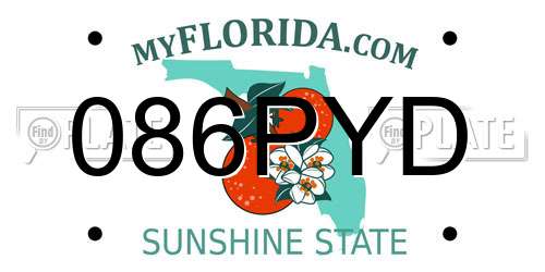 086PYD Florida License Plate