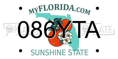 086YTA Florida License Plate