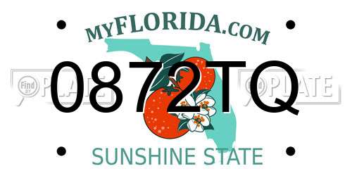 0872TQ Florida License Plate