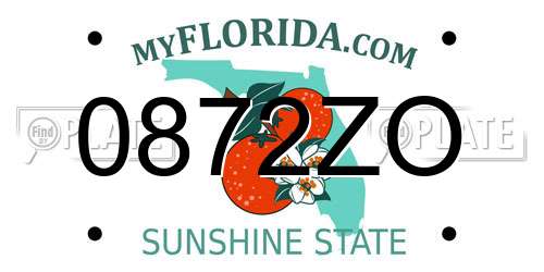 0872ZO Florida License Plate