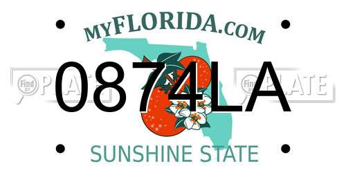 0874LA Florida License Plate