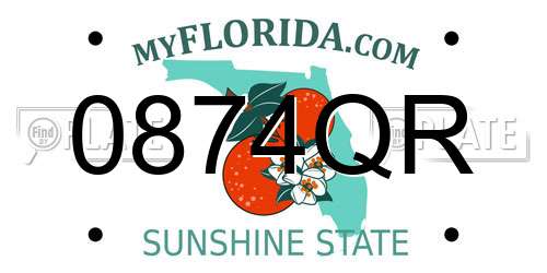 0874QR Florida License Plate