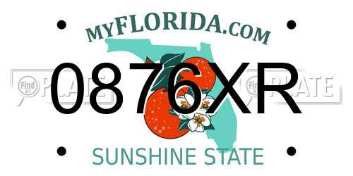 0876XR Florida License Plate