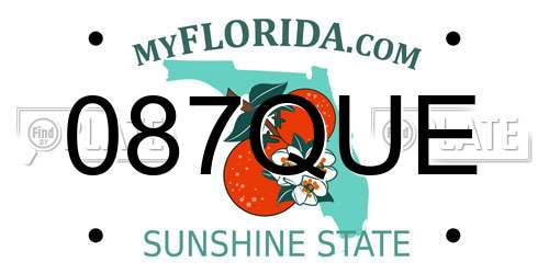 087QUE Florida License Plate