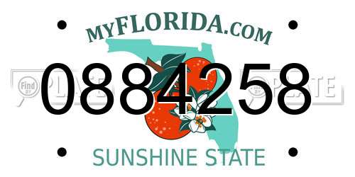 0884258 Florida License Plate