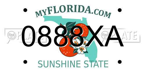 0888XA Florida License Plate