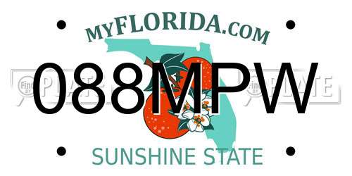 088MPW Florida License Plate