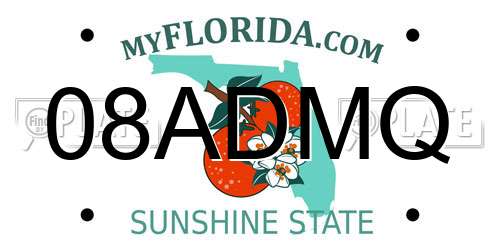 08ADMQ Florida License Plate
