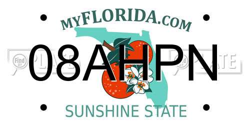 08AHPN Florida License Plate