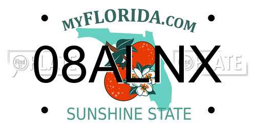 08ALNX Florida License Plate
