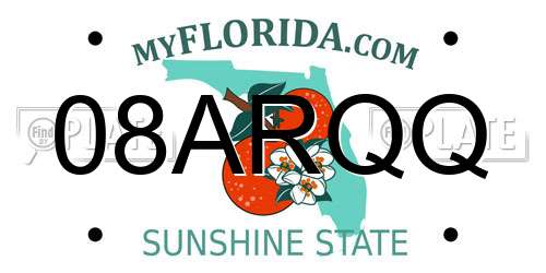 08ARQQ Florida License Plate