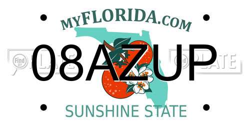 08AZUP Florida License Plate