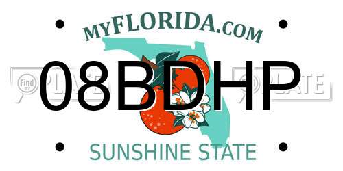 08BDHP Florida License Plate