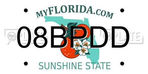 08BPDD Florida License Plate