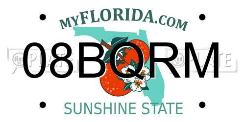 08BQRM Florida License Plate