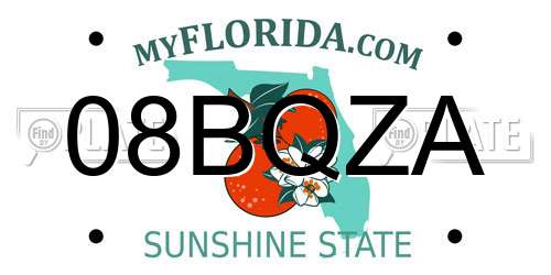 08BQZA Florida License Plate