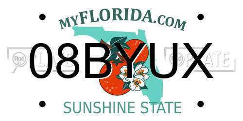 08BYUX Florida License Plate