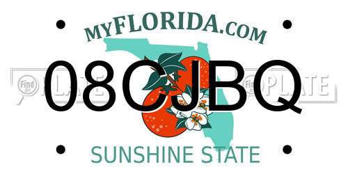 08CJBQ Florida License Plate