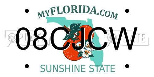 08CJCW Florida License Plate