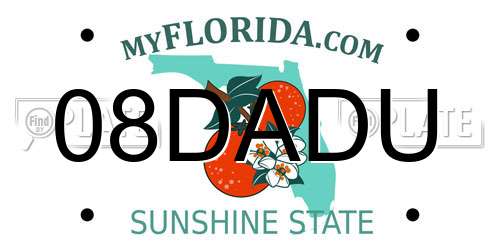 08DADU Florida License Plate