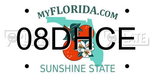 08DHCE Florida License Plate