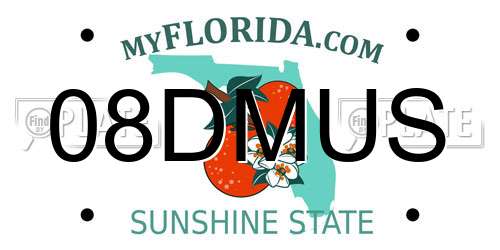 08DMUS Florida License Plate