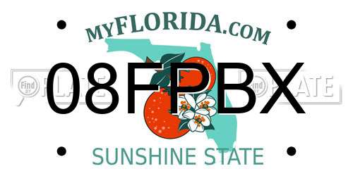 08FPBX Florida License Plate