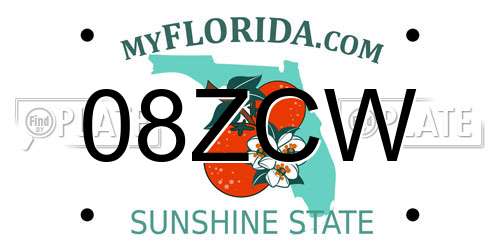 08ZCW Florida License Plate